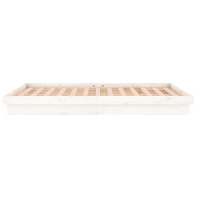 LED Bed Frame without Mattress White 150x200 cm Solid Wood