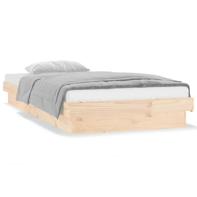 LED Bed Frame without Mattress 90x190 cm Solid Wood