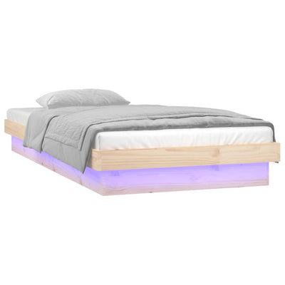 LED Bed Frame without Mattress 90x190 cm Solid Wood