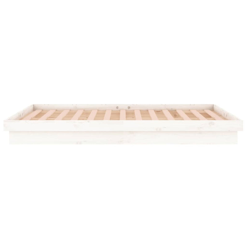 LED Bed Frame White 137x187 cm Double Size Solid Wood