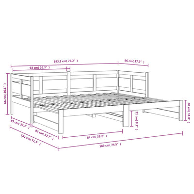 Pull-out Day Bed without Mattress Solid Wood Pine 2x(90x190) cm