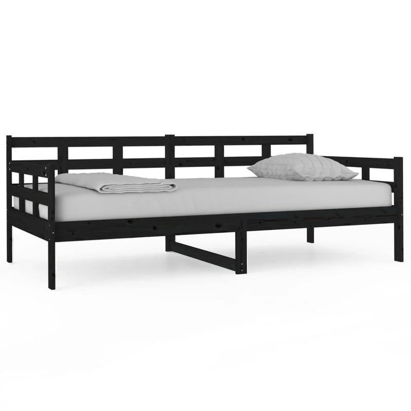 Day Bed without Mattress Black Solid Wood Pine 90x190 cm