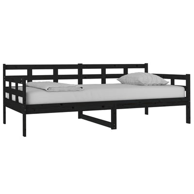 Day Bed without Mattress Black Solid Wood Pine 90x190 cm