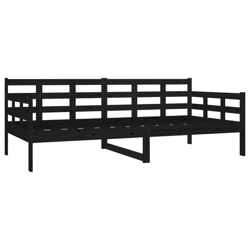 Day Bed without Mattress Black Solid Wood Pine 90x190 cm