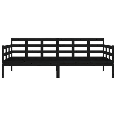 Day Bed without Mattress Black Solid Wood Pine 90x190 cm