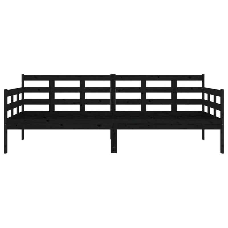 Day Bed without Mattress Black Solid Wood Pine 90x190 cm