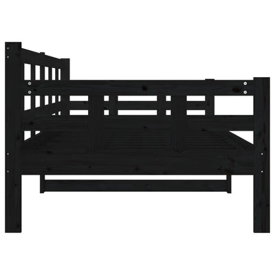 Day Bed without Mattress Black Solid Wood Pine 90x190 cm