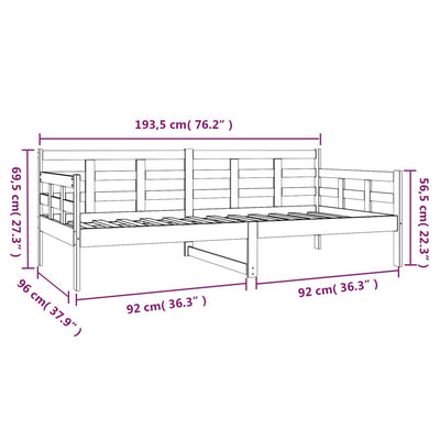 Day Bed without Mattress Black Solid Wood Pine 90x190 cm