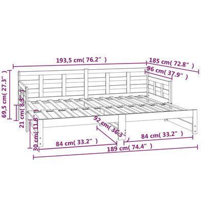 Pull-out Day Bed without Mattress White 2x(90x190) cm