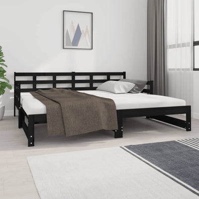 Pull-out Day Bed without Mattress Black 2x(90x190) cm