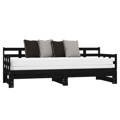 Pull-out Day Bed without Mattress Black 2x(90x190) cm