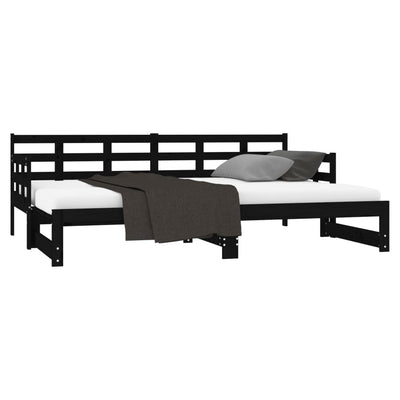 Pull-out Day Bed without Mattress Black 2x(90x190) cm