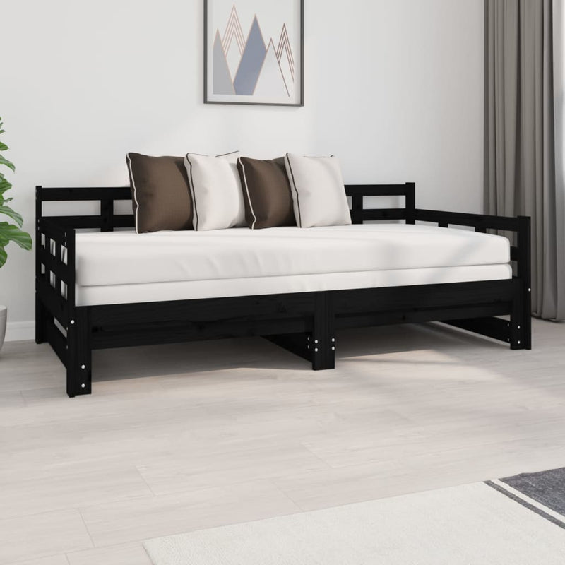 Pull-out Day Bed without Mattress Black 2x(90x190) cm