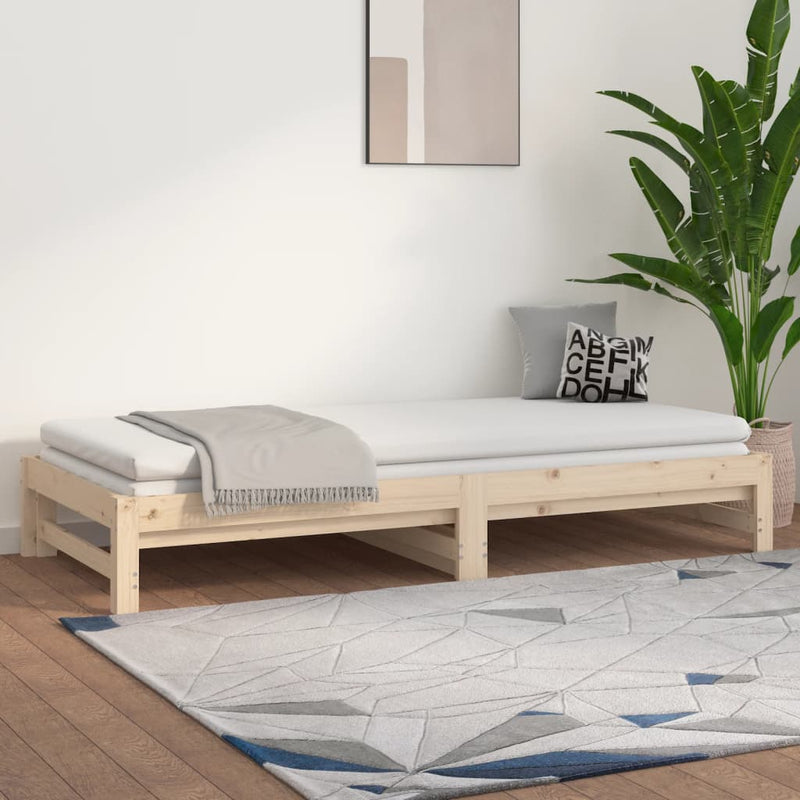Pull-out Day Bed without Mattress 2x(90x190) cm Solid Wood Pine