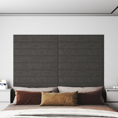 Wall Panels 12 pcs Dark Grey 90x15 cm Fabric 1.62 m²