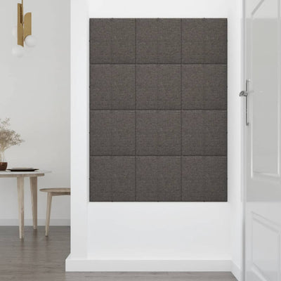 Wall Panels 12 pcs Dark Grey 30x30 cm Fabric 1.08 m²