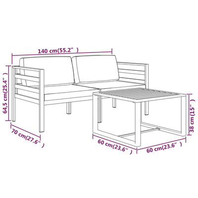 3 Piece Garden Lounge Set with Cushions Aluminium Anthracite