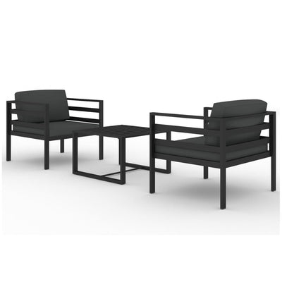 3 Piece Garden Lounge Set with Cushions Aluminium Anthracite