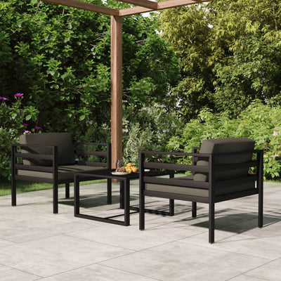 3 Piece Garden Lounge Set with Cushions Aluminium Anthracite