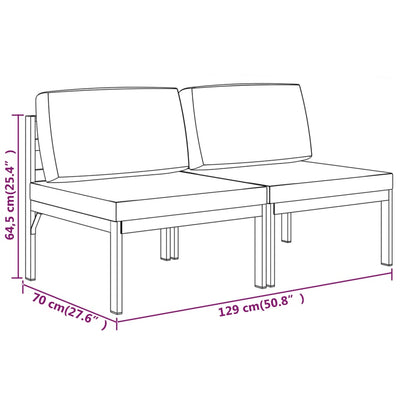 2-Seater Garden Sofa with Cushions Aluminium Anthracite