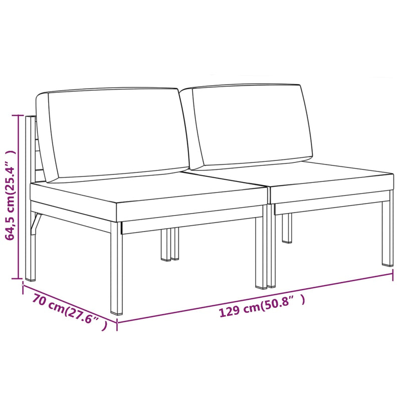 2-Seater Garden Sofa with Cushions Aluminium Anthracite