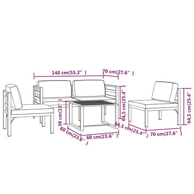 5 Piece Garden Lounge Set with Cushions Aluminium Anthracite