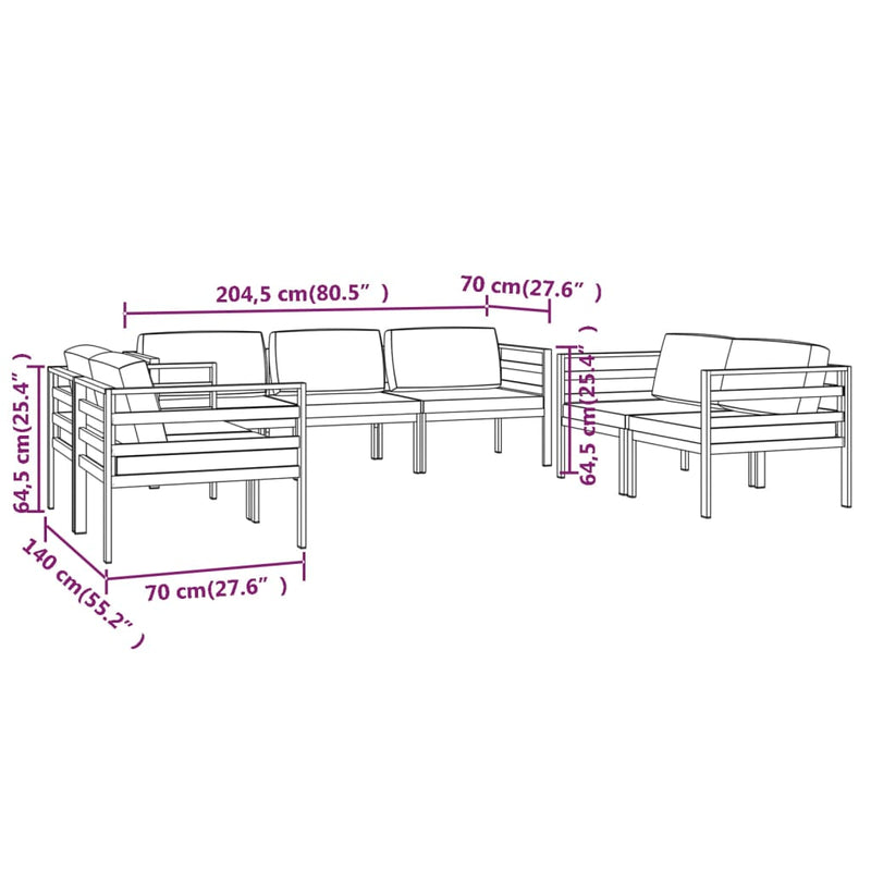 7 Piece Garden Lounge Set with Cushions Aluminium Anthracite