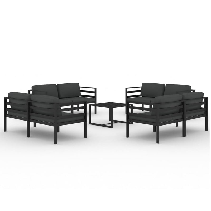 9 Piece Garden Lounge Set with Cushions Aluminium Anthracite