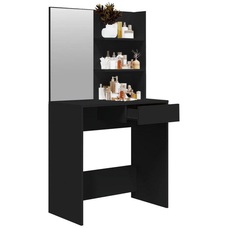 Dressing Table with Mirror Black 74.5x40x141 cm