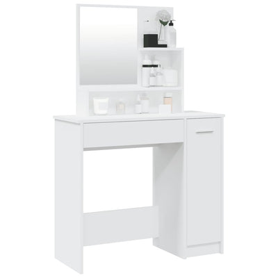 Dressing Table with Mirror White 86.5x35x136 cm