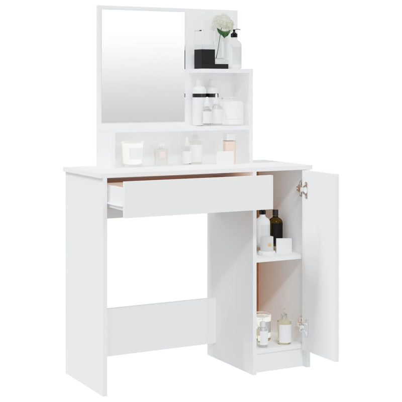 Dressing Table with Mirror White 86.5x35x136 cm