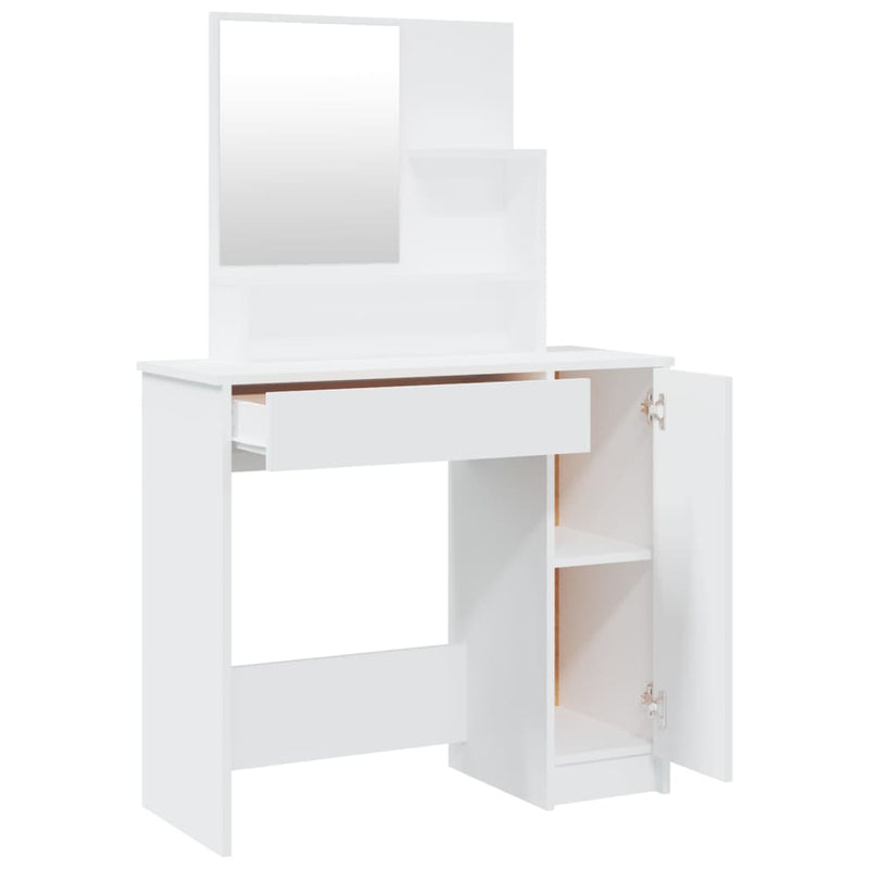 Dressing Table with Mirror White 86.5x35x136 cm