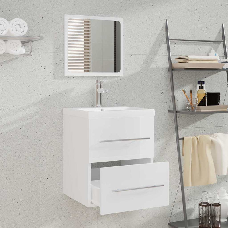 Bathroom Cabinet with Mirror High Gloss White 41x38.5x48 cm