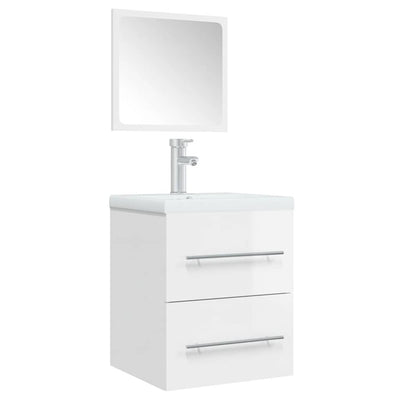 Bathroom Cabinet with Mirror High Gloss White 41x38.5x48 cm