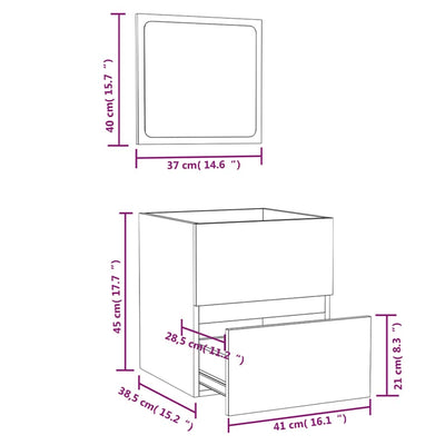 Bathroom Cabinet with Mirror High Gloss White Engineered Wood