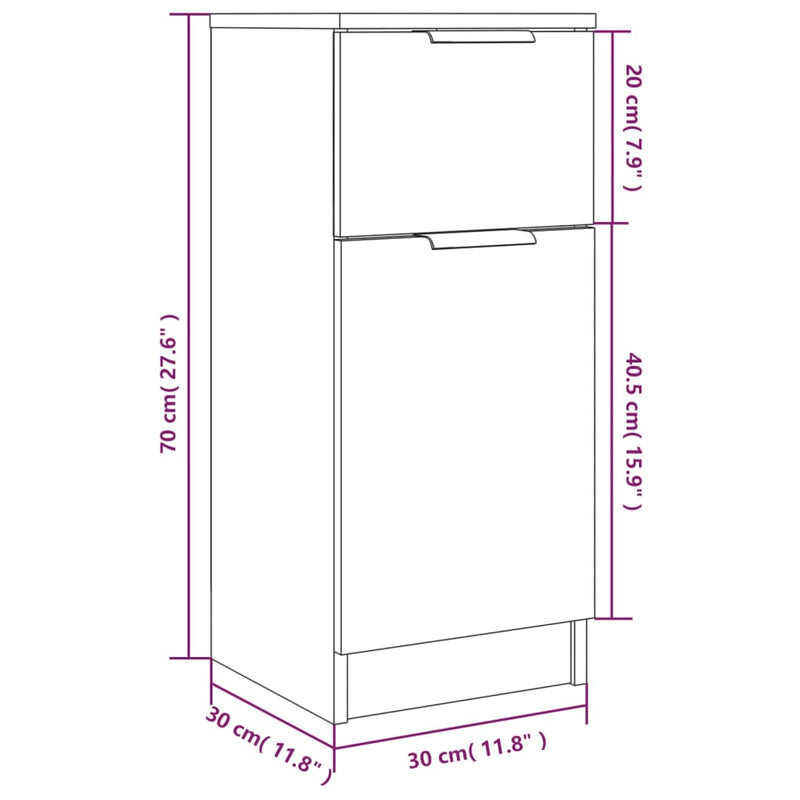 Sideboards 2 pcs White 30x30x70 cm Engineered Wood