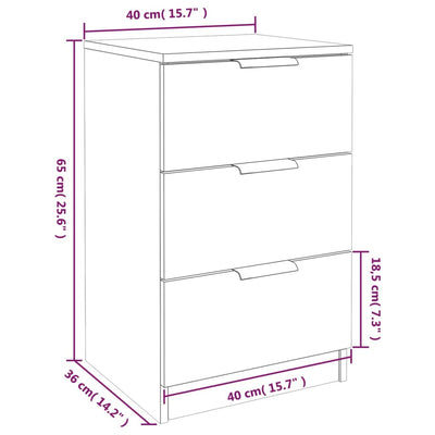 Bedside Cabinet White 40x36x65 cm