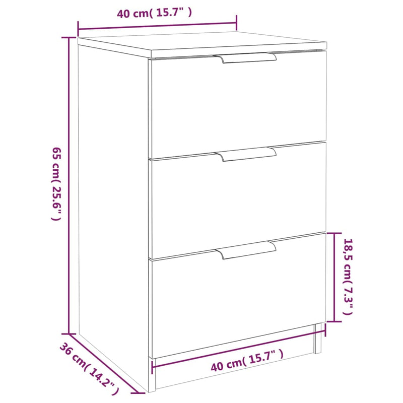 Bedside Cabinets 2 pcs White 40x36x65 cm