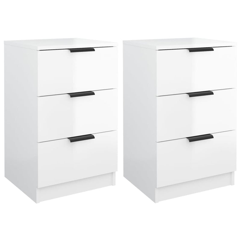 Bedside Cabinets 2 pcs High Gloss White 40x36x65 cm