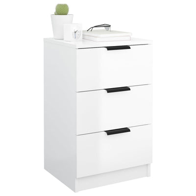 Bedside Cabinets 2 pcs High Gloss White 40x36x65 cm