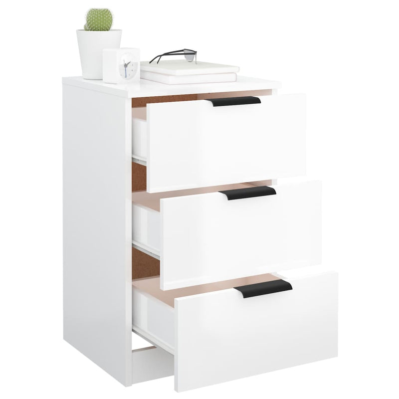 Bedside Cabinets 2 pcs High Gloss White 40x36x65 cm