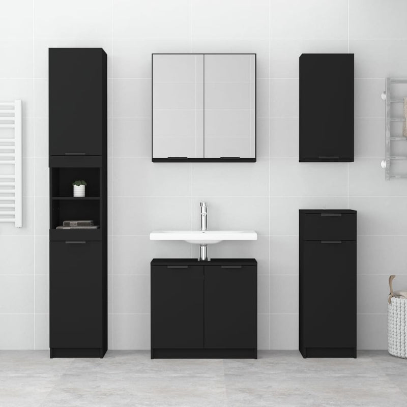 Wall-mounted Bathroom Cabinet Black 32x20x67 cm