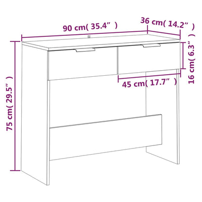 Console Table White 90x36x75 cm Engineered Wood