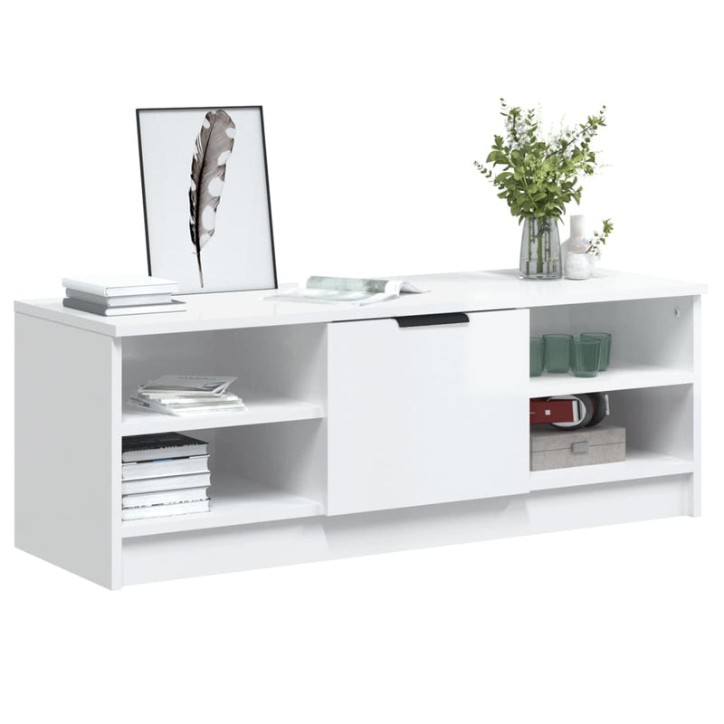 TV Cabinet High Gloss White 102x35.5x36.5 cm Engineered Wood