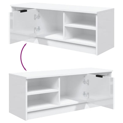 TV Cabinet High Gloss White 102x35.5x36.5 cm Engineered Wood