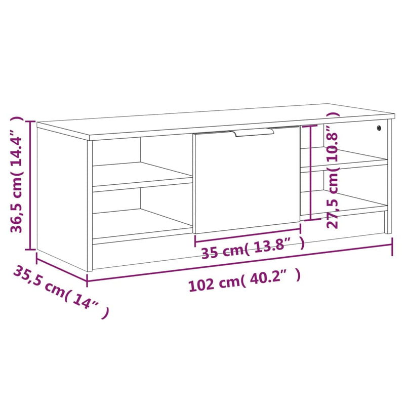 TV Cabinet High Gloss White 102x35.5x36.5 cm Engineered Wood