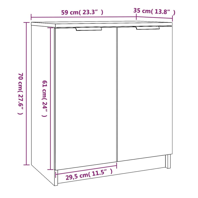 Shoe Cabinet White 59x35x70 cm Engineered Wood