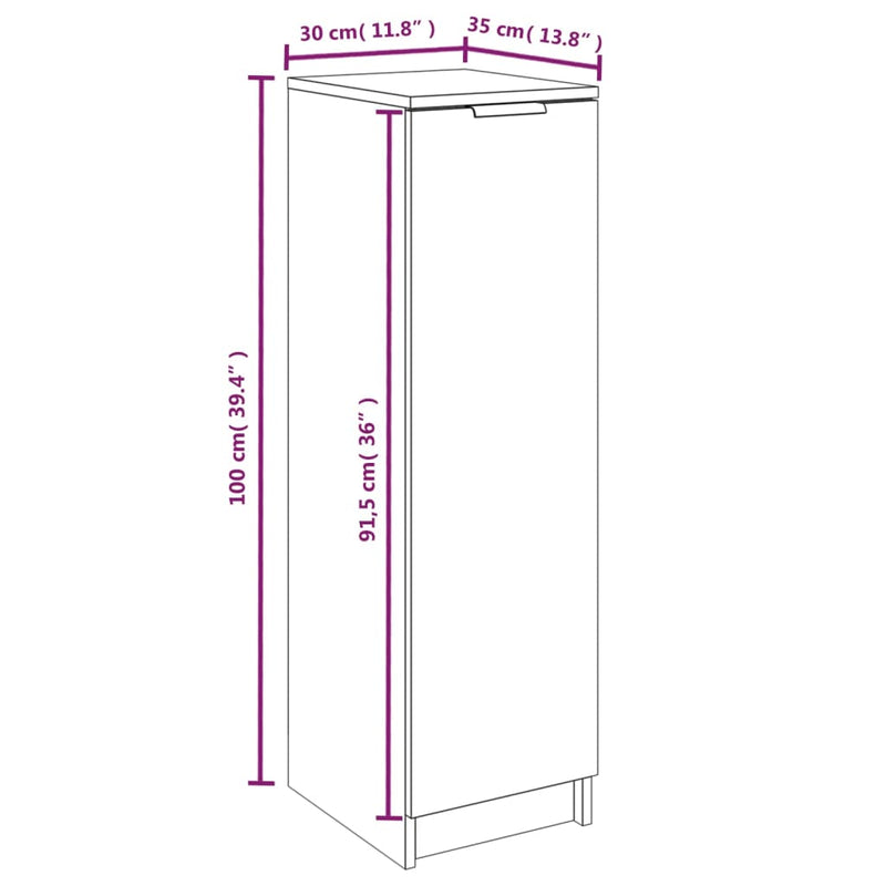 Shoe Cabinet White 30x35x100 cm Engineered Wood