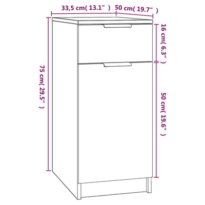 Desk Cabinet White 33.5x50x75 cm Engineered Wood