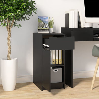 Desk Cabinet Black 33.5x50x75 cm Engineered Wood